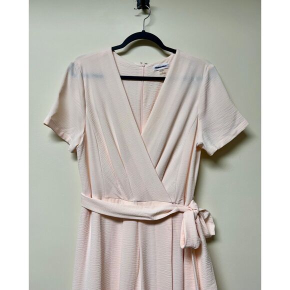 CALVIN KLEIN Blush Pink Faux Wrap Midi Dress, Sz 12 - Picture 2 of 7